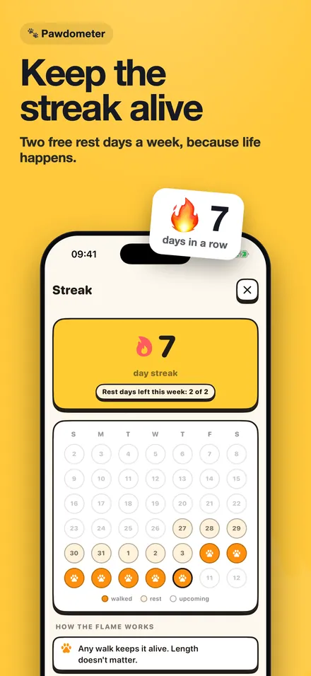 Keep the streak alive, with two free rest days a week.